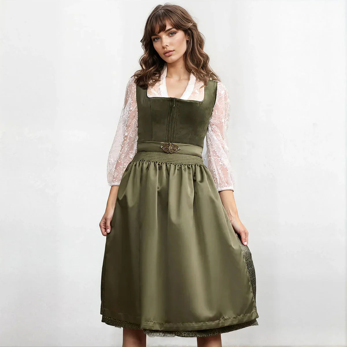 Elegantes Dirndl mit Schließe und Schürze | Elegant & Traditionell