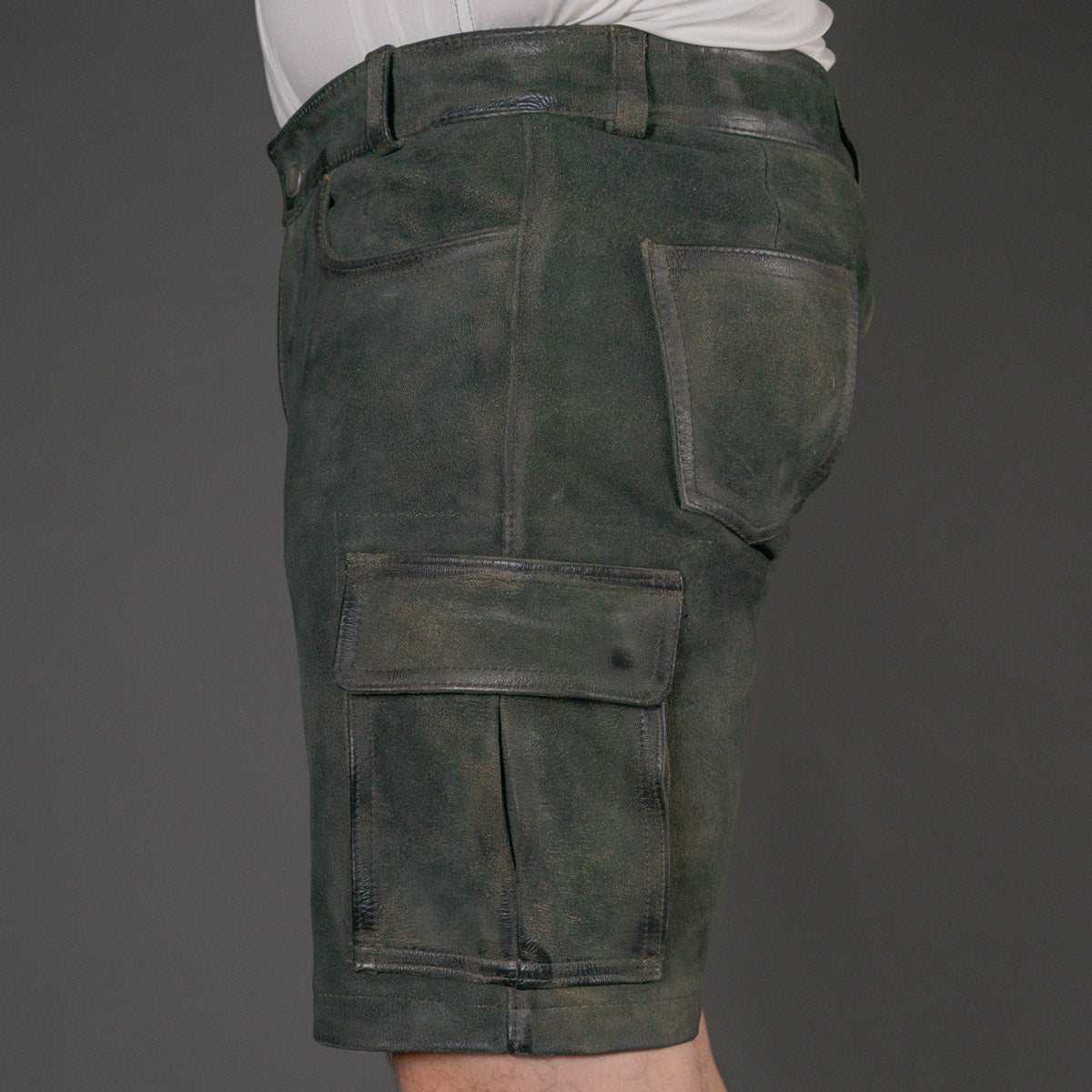 Datschi Trachten Cargo Lederhose Albert Ziegenleder Antik Grey - Datschi Trachten