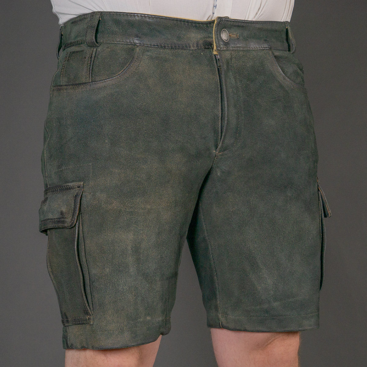 Datschi Trachten Cargo Lederhose Albert Ziegenleder Antik Grey - Datschi Trachten