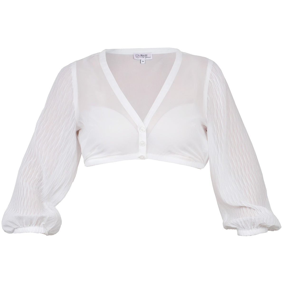 MarJo Dirndlbluse Nandlstadt Weiß 3/4 Arm - Datschi Trachten