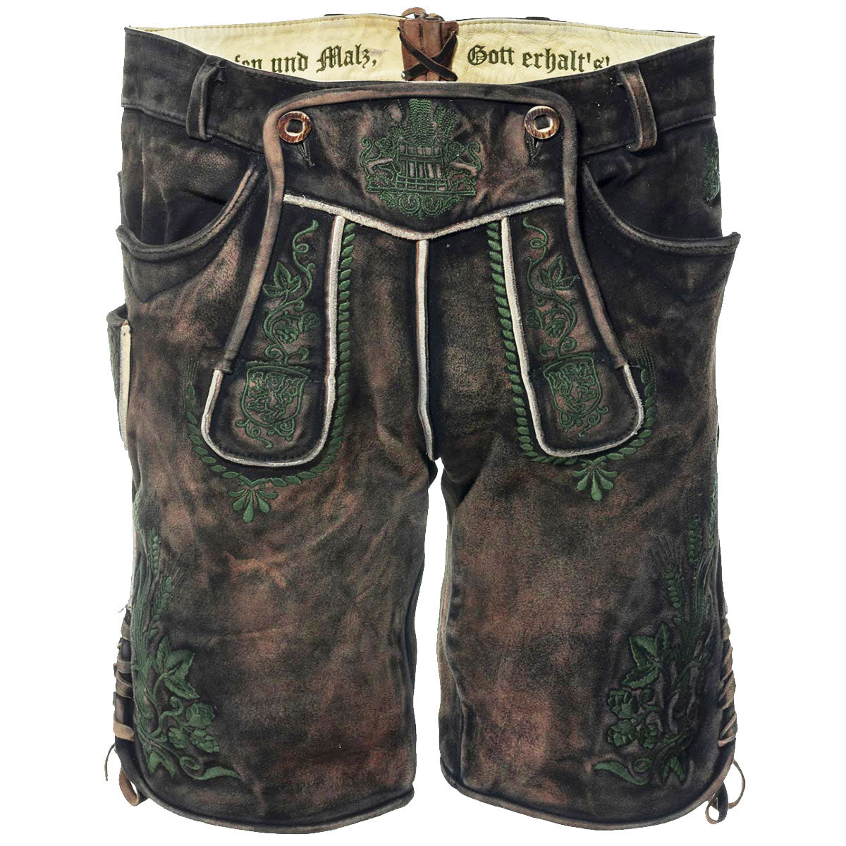 Himmel Arsch und Zwirn Lederhose Braumeister Alt Kohle Olive