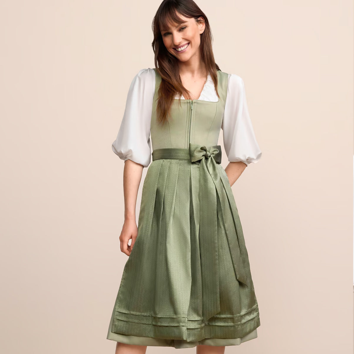 Krüger Dirndl Lillie Grün Reißverschluss 70cm - Datschi Trachten