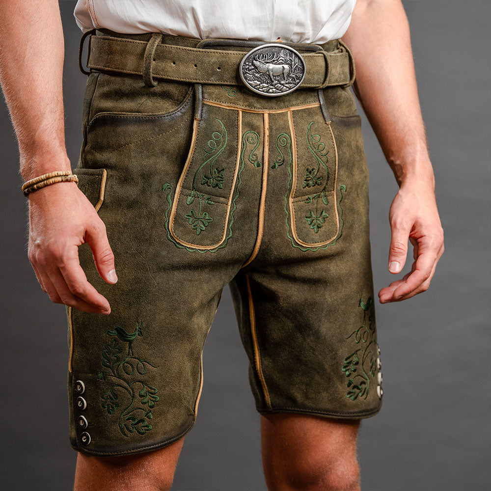 Datschi Trachten Lederhose Andreas Braun Grün - Datschi Trachten