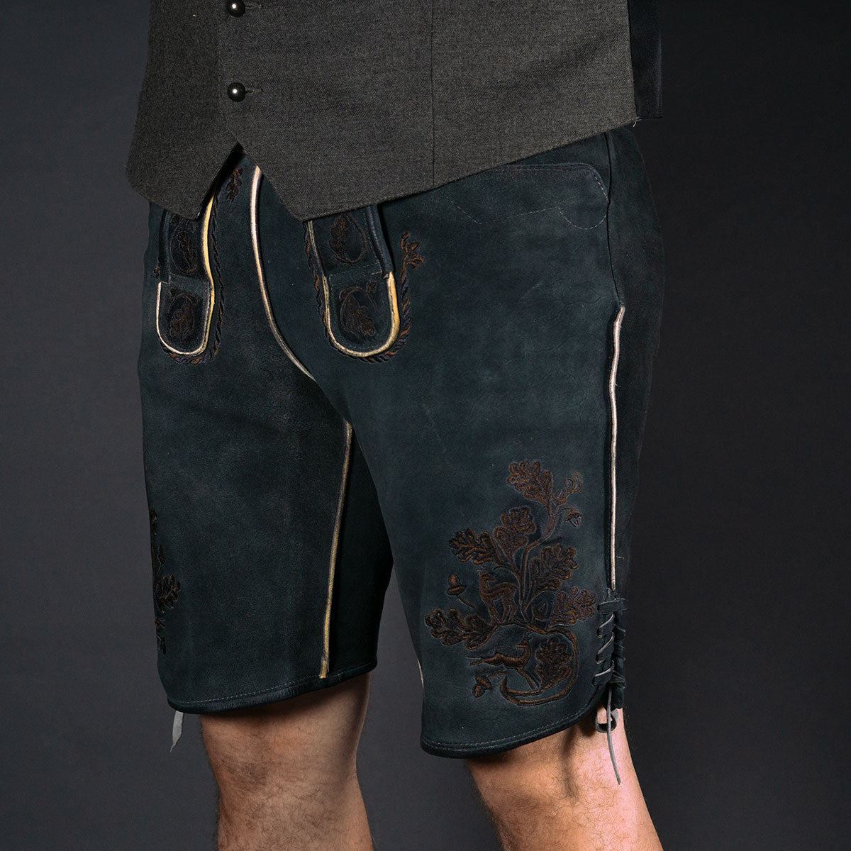 Datschi Trachten Lederhose Pius Kohle Grau - Datschi Trachten