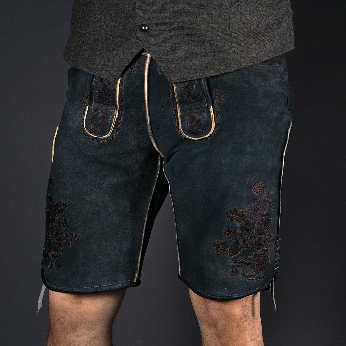 Datschi Trachten Lederhose Pius Kohle Grau - Datschi Trachten