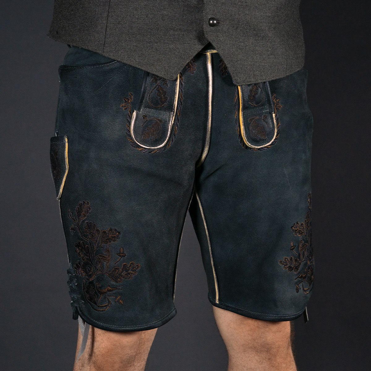 Datschi Trachten Lederhose Pius Kohle Grau - Datschi Trachten