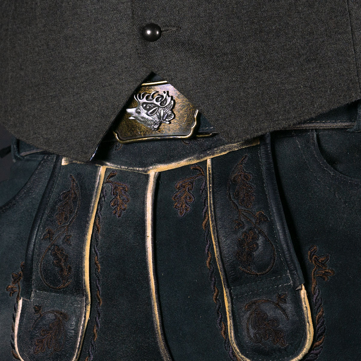 Datschi Trachten Lederhose Pius Kohle Grau - Datschi Trachten