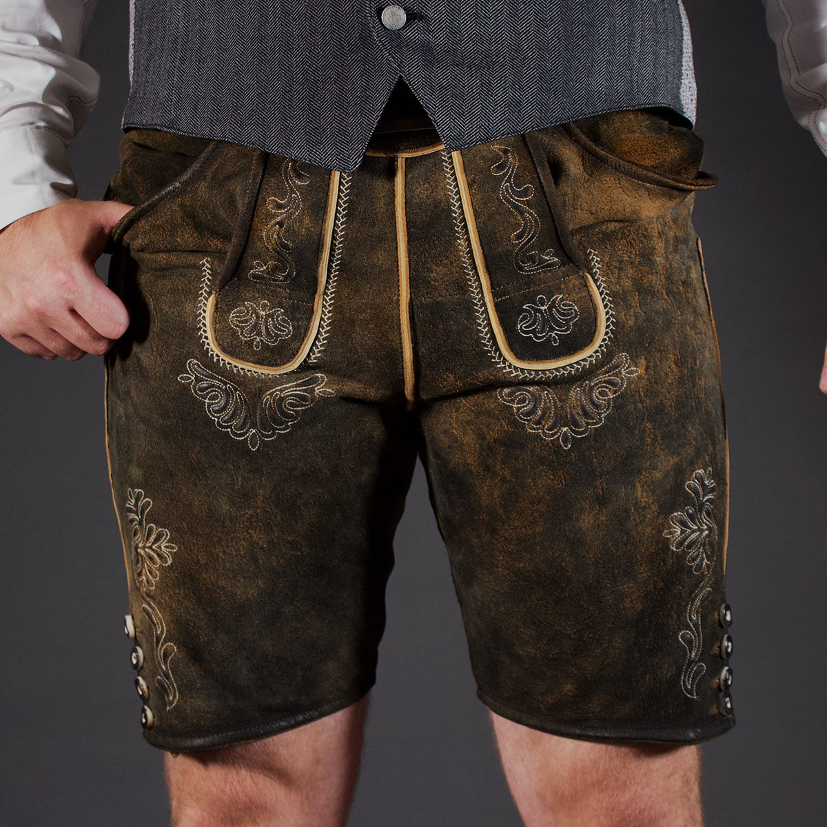 Datschi Trachten Lederhose Sigmund Braun Rustikal - Datschi Trachten