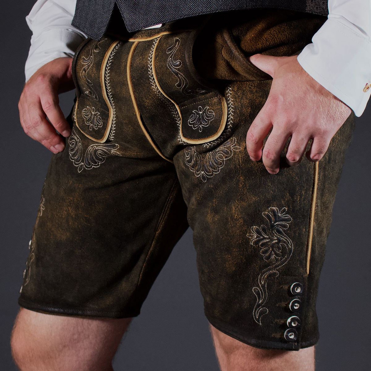 Datschi Trachten Lederhose Sigmund Braun Rustikal - Datschi Trachten
