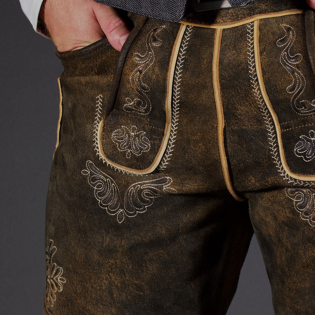 Datschi Trachten Lederhose Sigmund Braun Rustikal - Datschi Trachten
