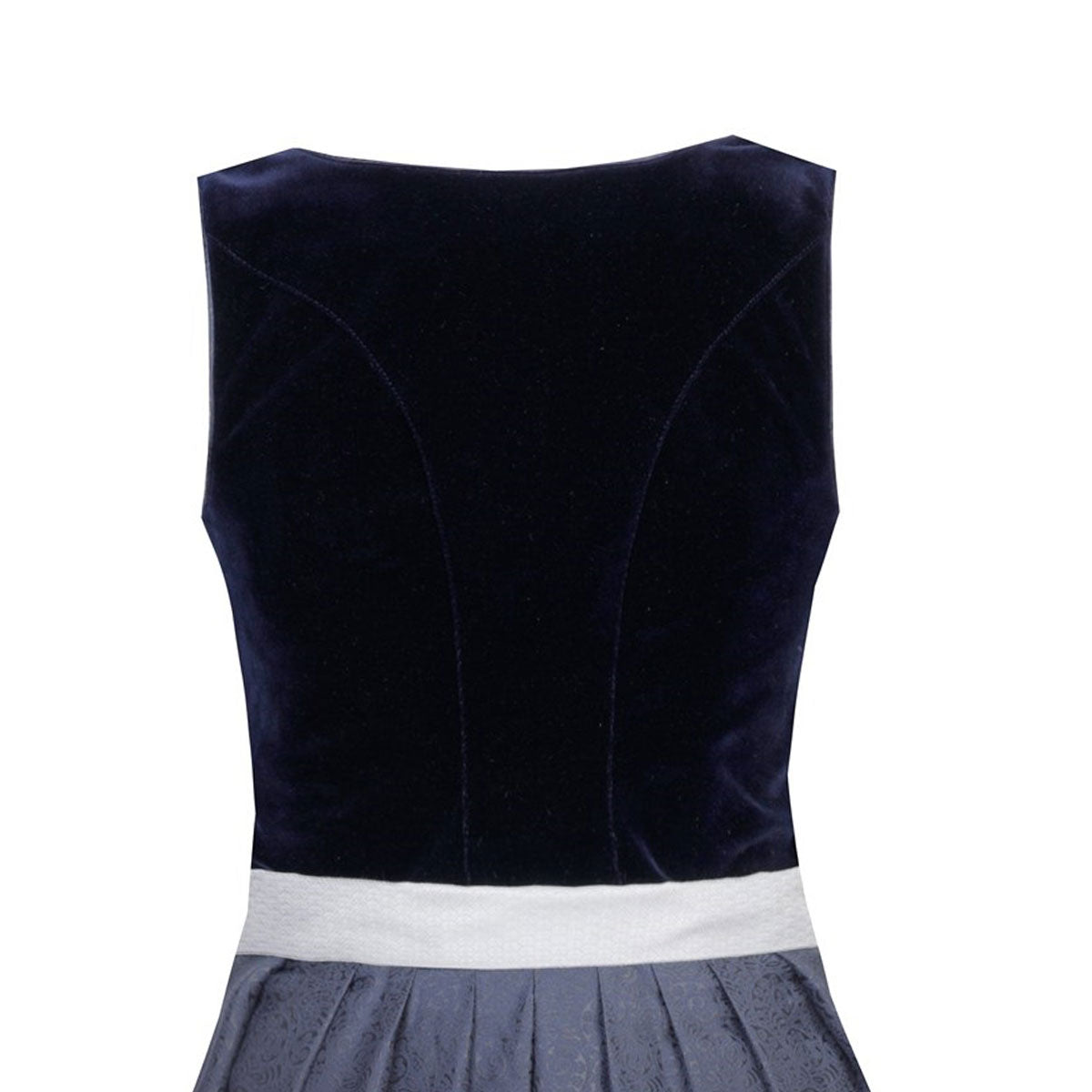 MarJo Dirndl Heidi-Dunkelblau/Silber Samt 75cm Mieder Muster: Einfarbig, Samt Rock Muster: Ornamente Schürzen Muster: Ornamente Ausschnitt: Gerader Ausschnitt, Balkonett Ausschnitt