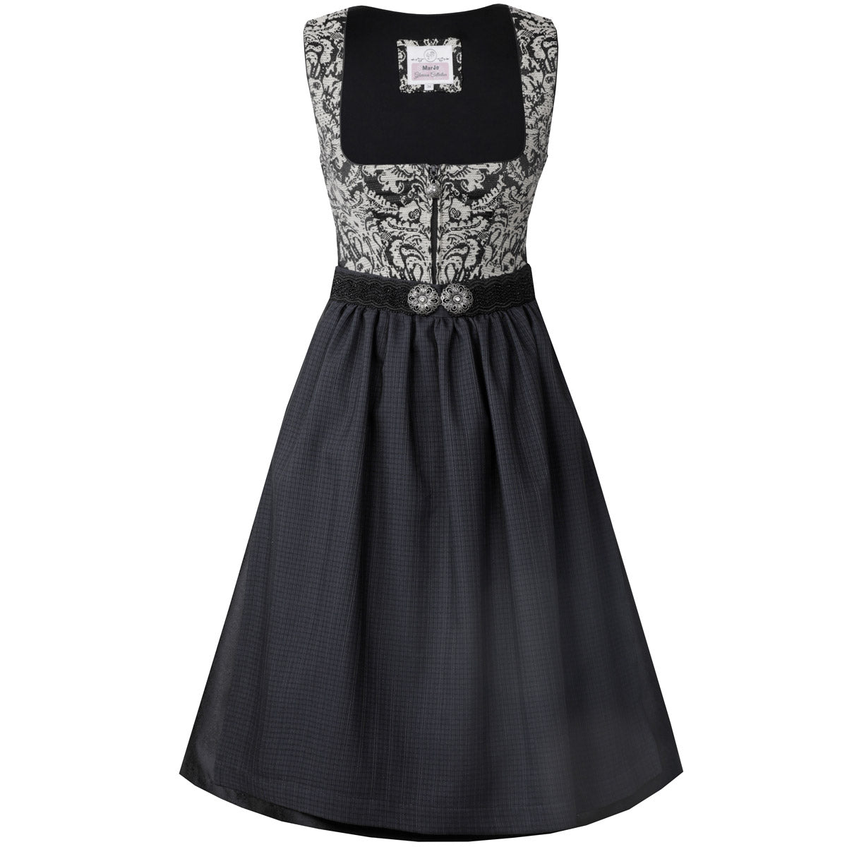 MarJo Dirndl Schöfweg Schwarz Florales Muster 65cm - Datschi Trachten