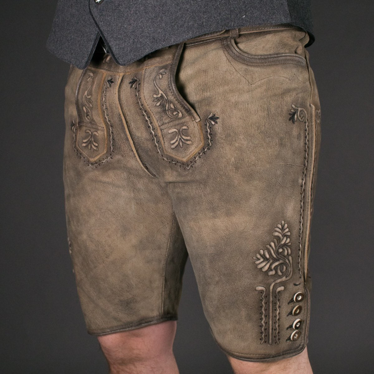 Datschi Trachten Lederhose Engelbert Zement Grau - Datschi Trachten