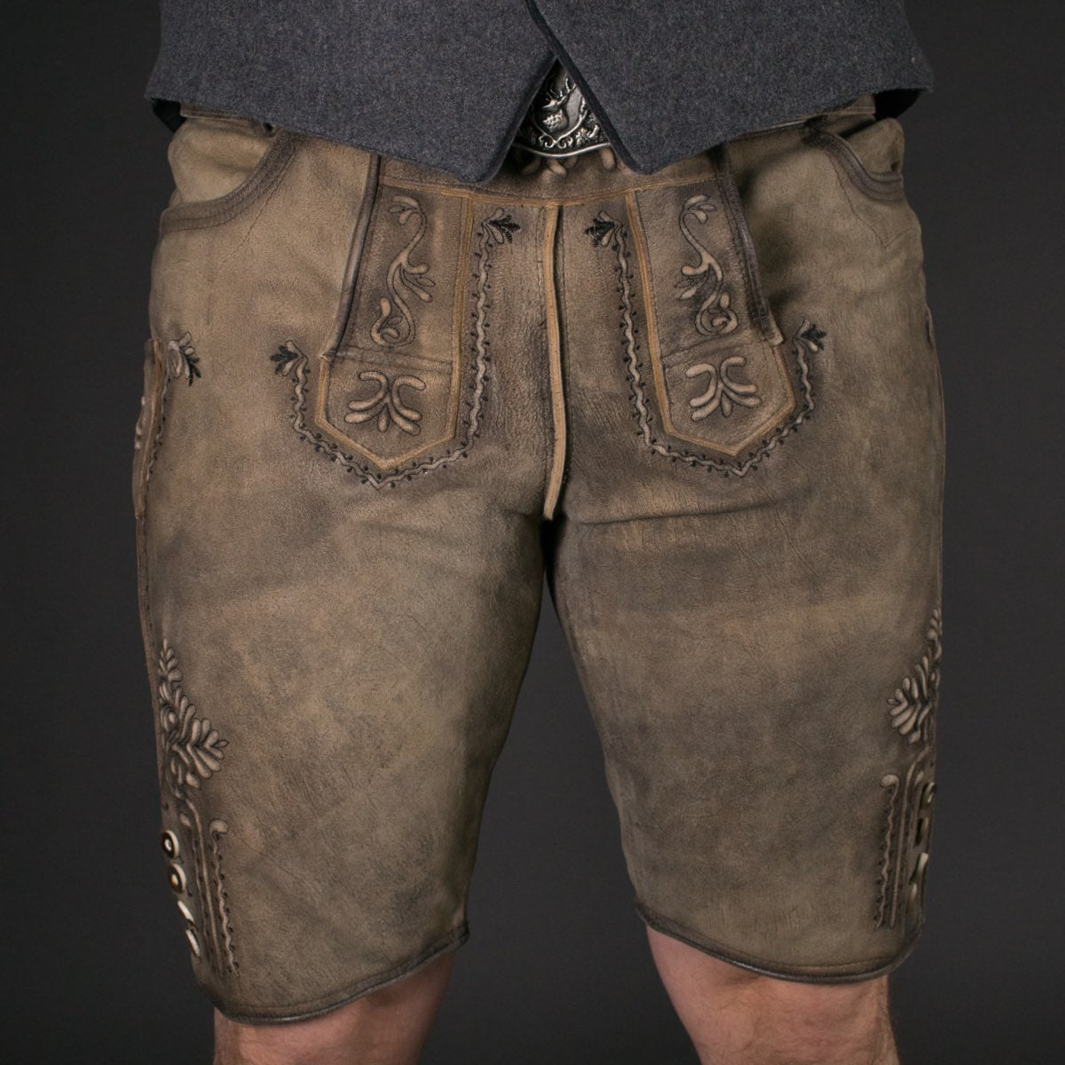 Datschi Trachten Lederhose Engelbert Zement Grau - Datschi Trachten