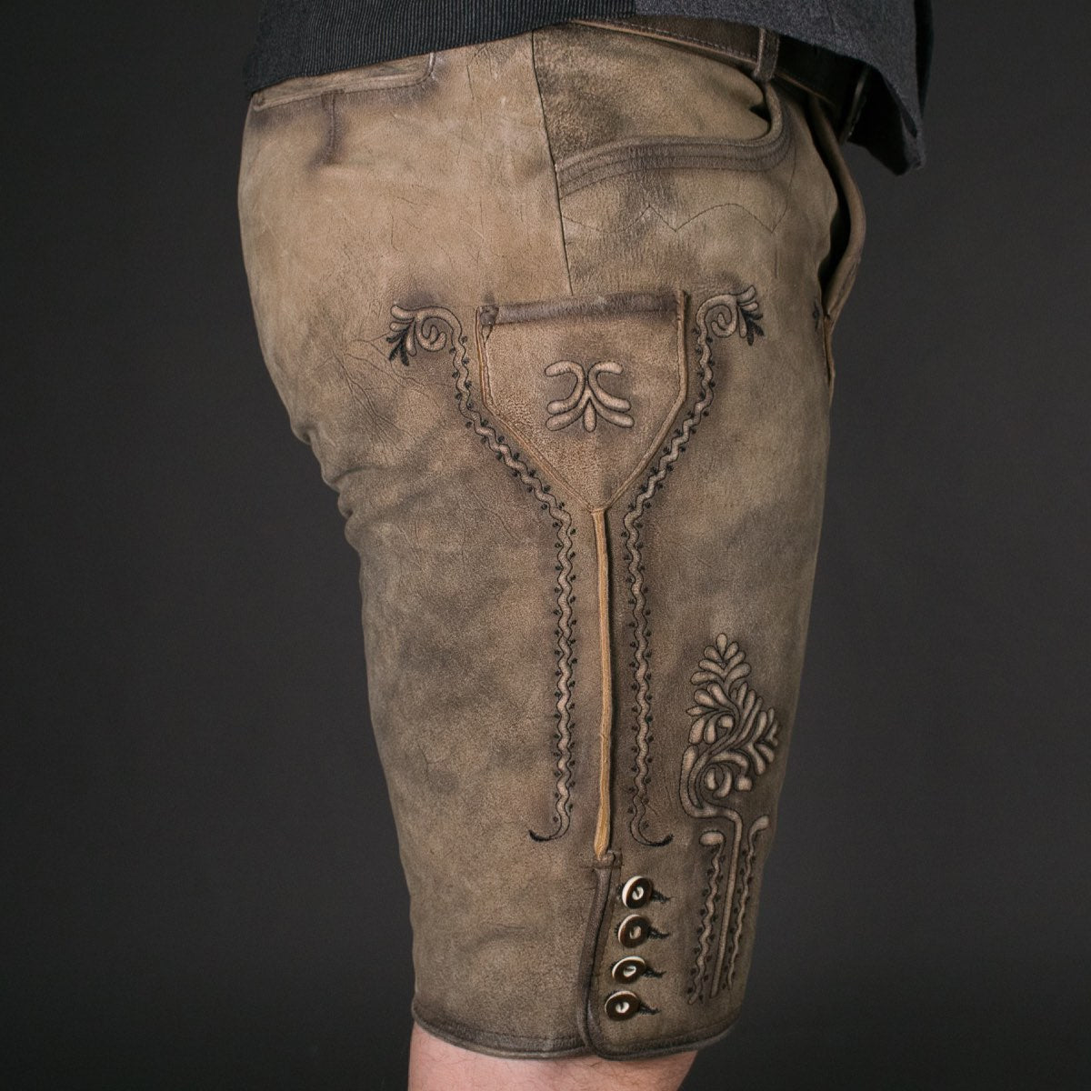 Datschi Trachten Lederhose Engelbert Zement Grau - Datschi Trachten