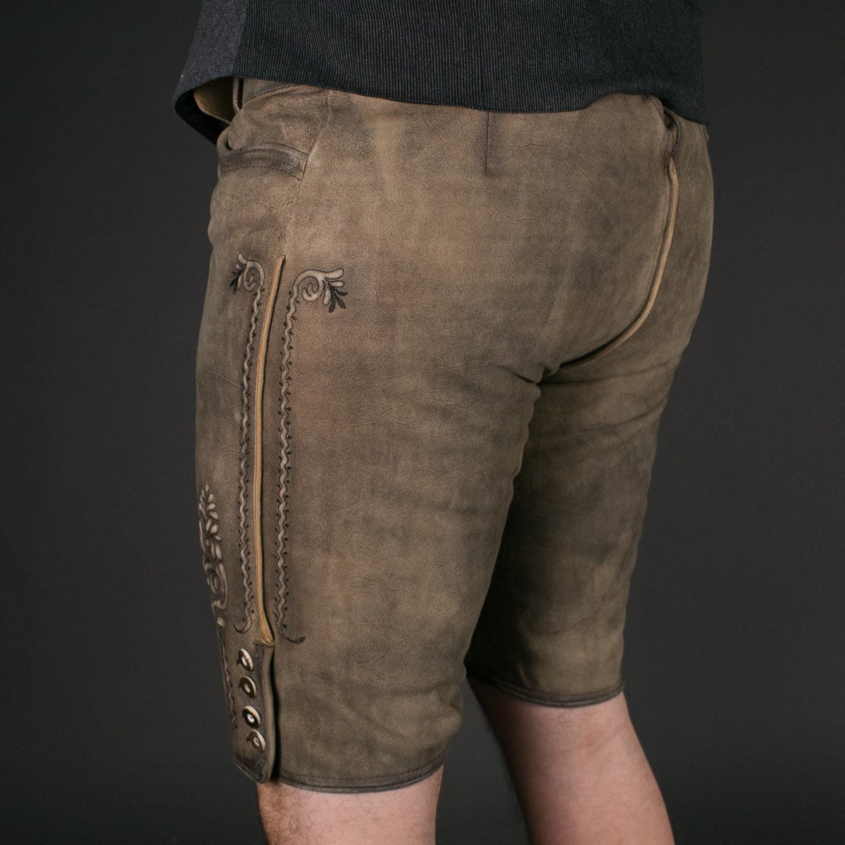Datschi Trachten Lederhose Engelbert Zement Grau - Datschi Trachten