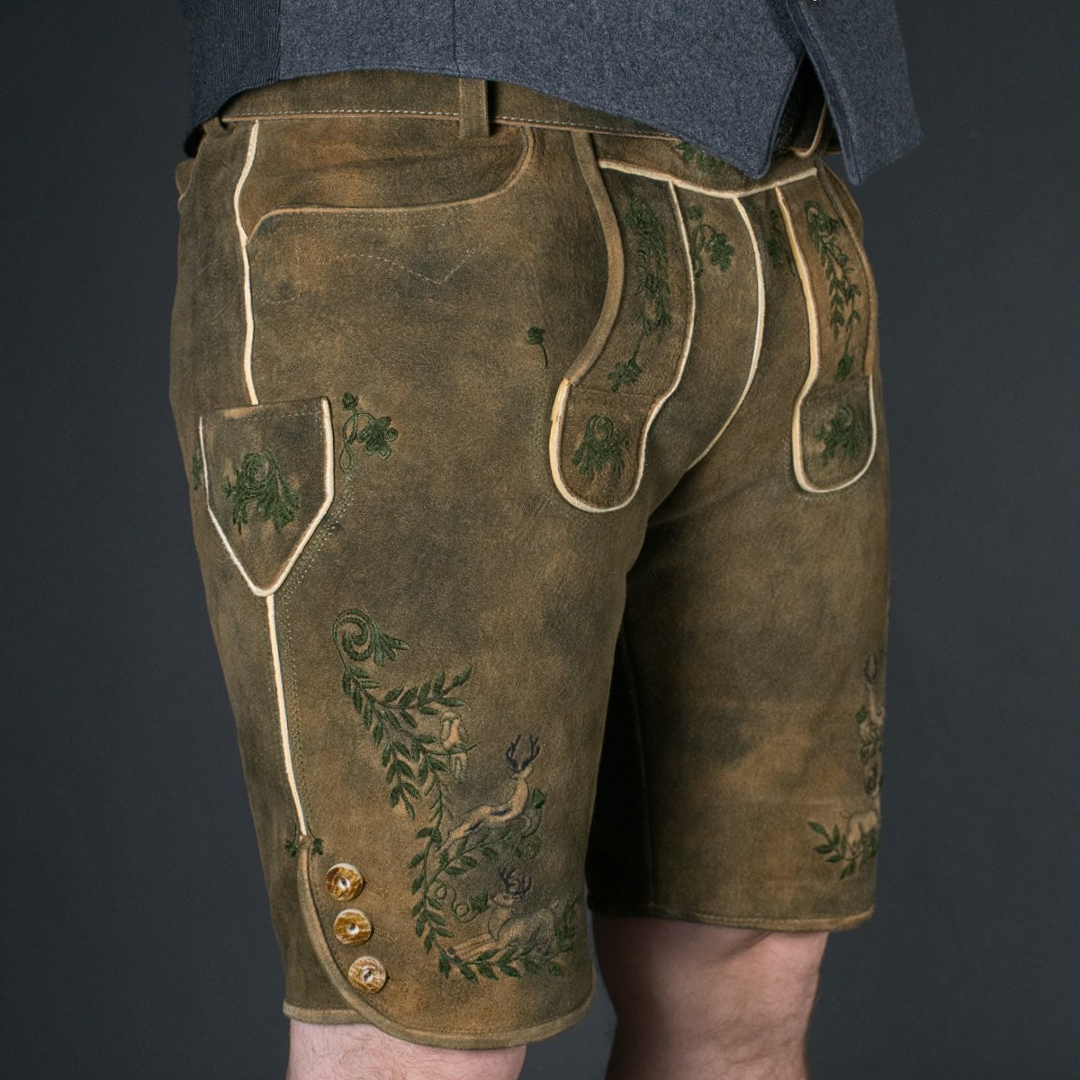 Datschi Trachten Lederhose Simmerl Braun Grün - Datschi Trachten