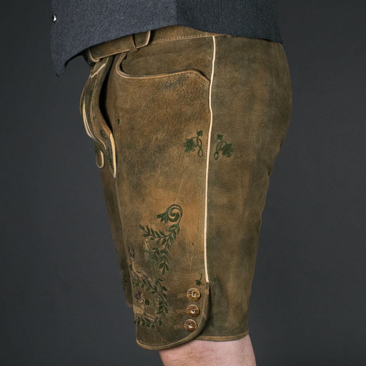 Datschi Trachten Lederhose Simmerl Braun Grün - Datschi Trachten