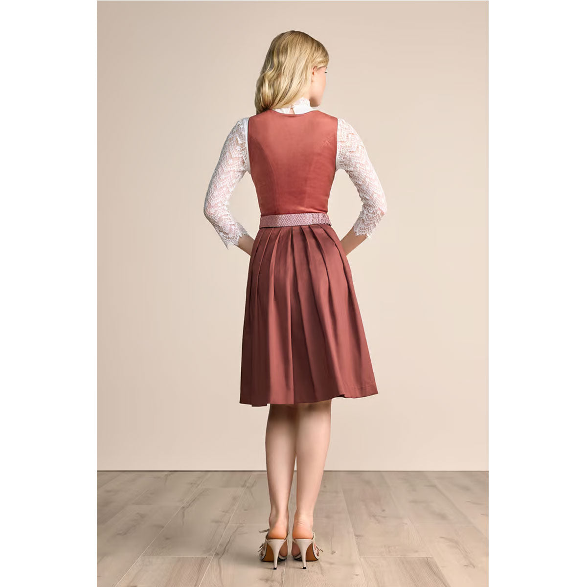 Krüger Dirndl Alisha Rost/Rosa Samtdirndl 60cm - Datschi Trachten