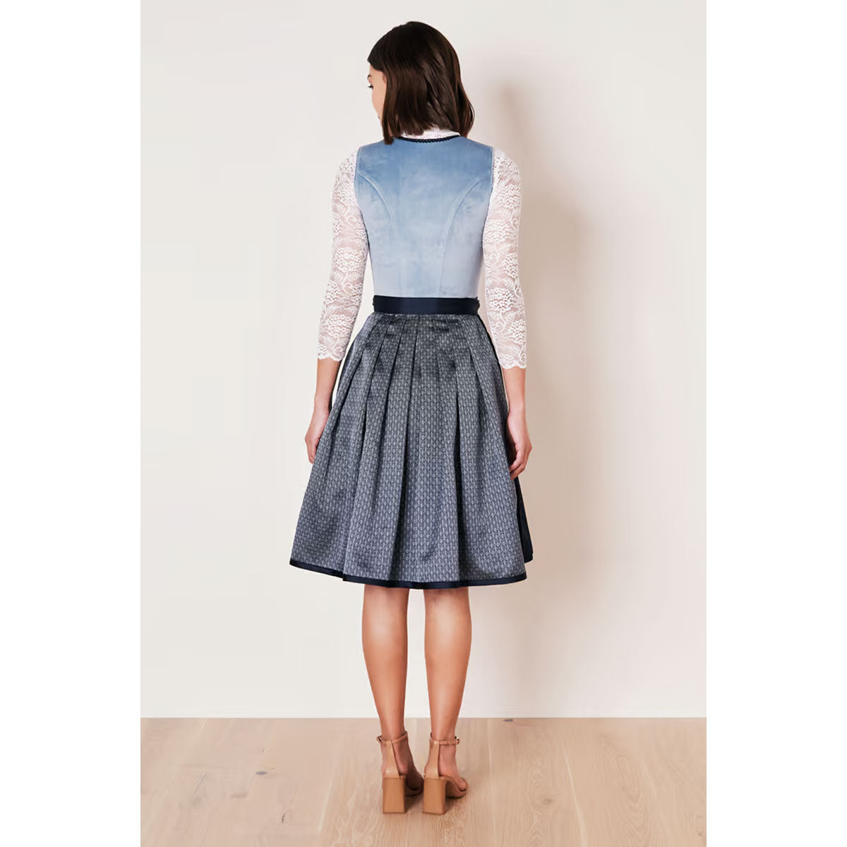 Krüger Dirndl Dena Blau/Hellblau Samt 60cm - Datschi Trachten