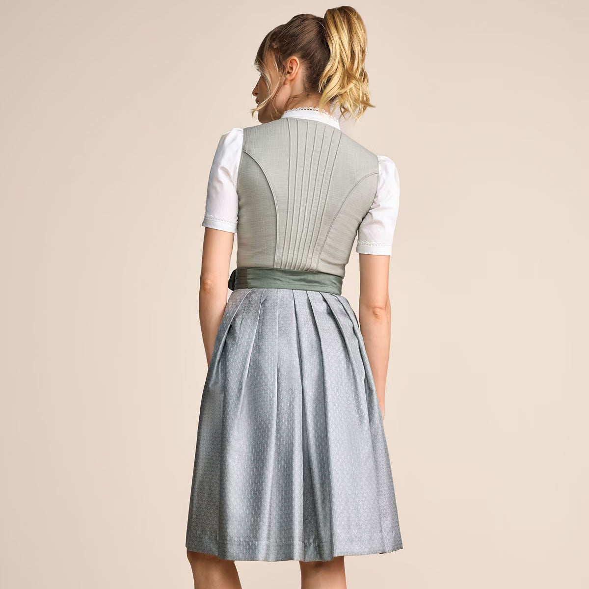 Krüger Dirndl Margit Grün 60cm Leinen Mieder - Datschi Trachten