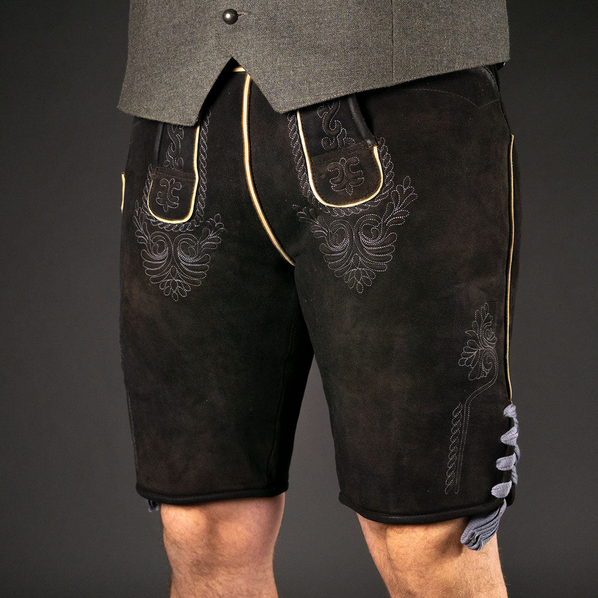Datschi Trachten Lederhose Eugen Braun Anthrazit - Datschi Trachten