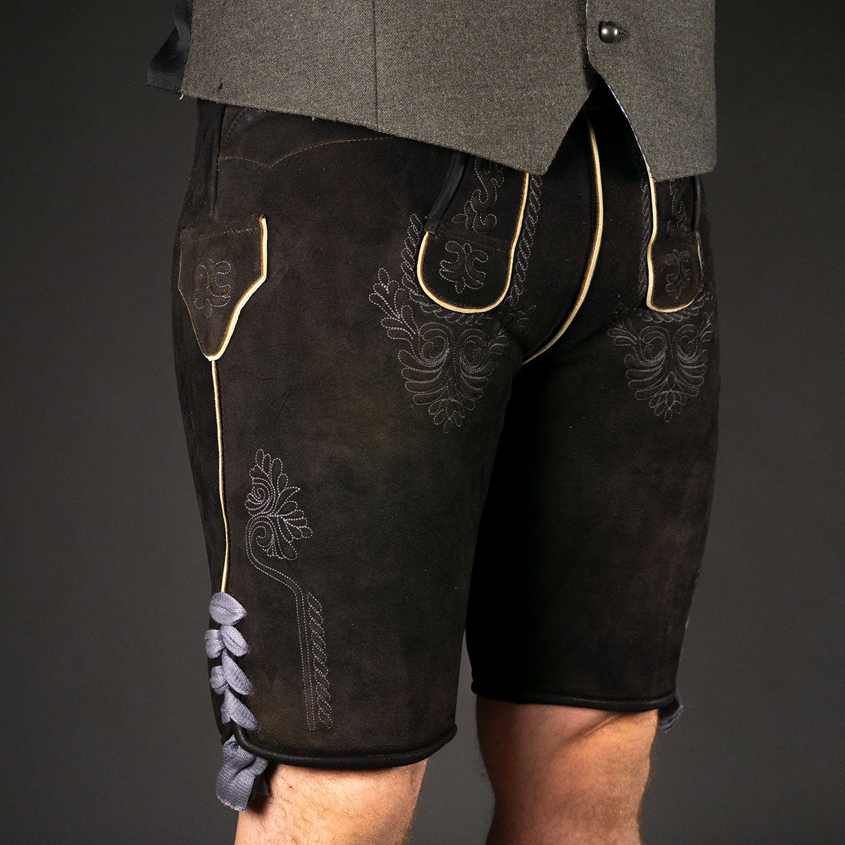 Datschi Trachten Lederhose Eugen Braun Anthrazit - Datschi Trachten