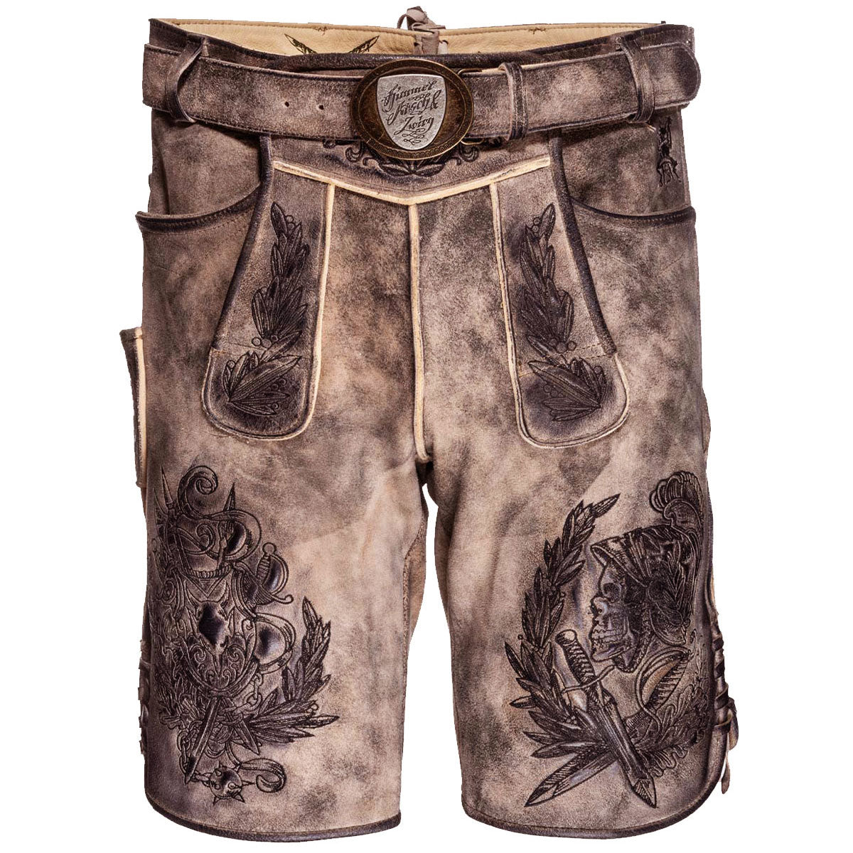 Himmel Arsch und Zwirn Lederhose König Watzmann Nappato Marmor Schwarz