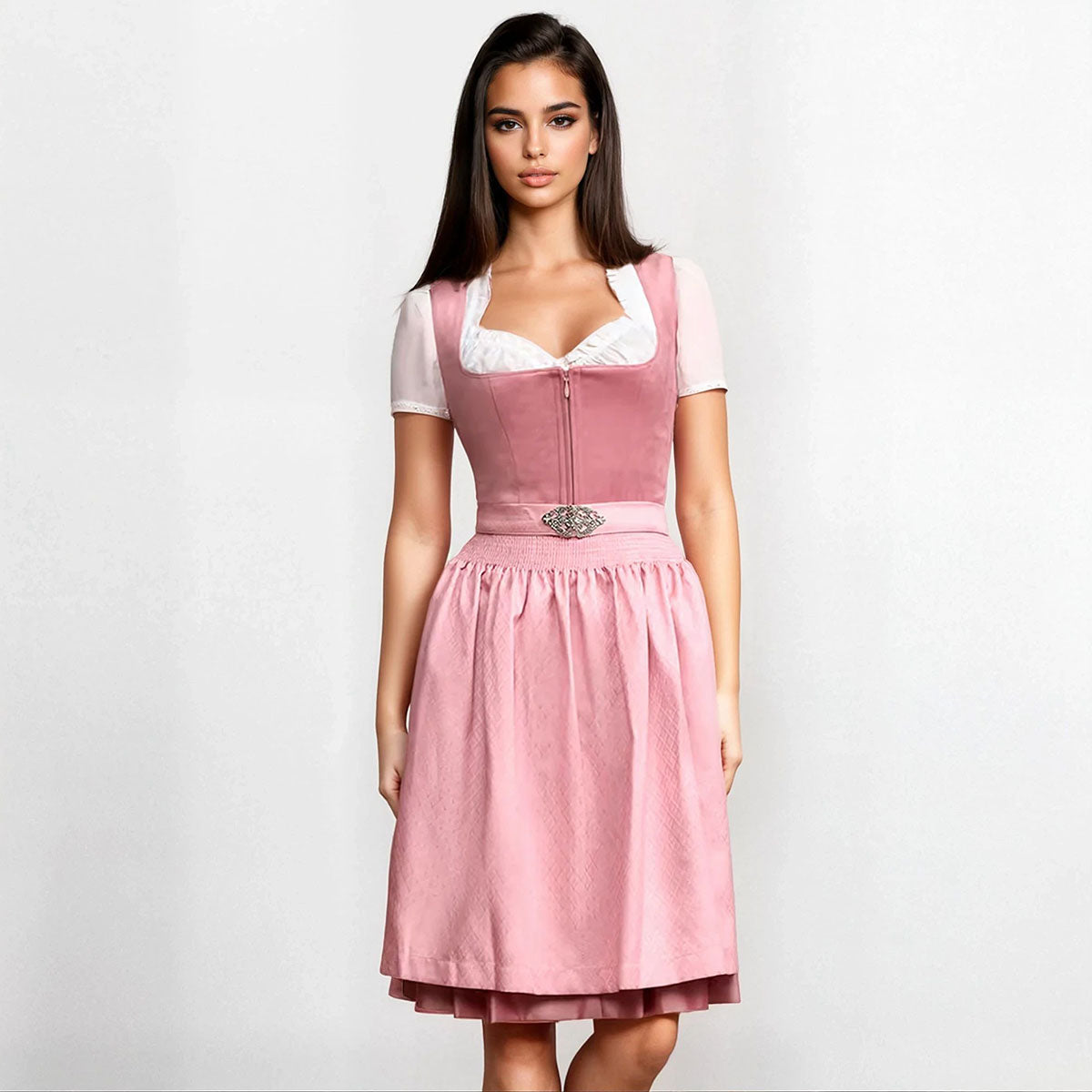 Krüger Dirndl Alisha Rose Samtdirndl 60cm - Datschi Trachten