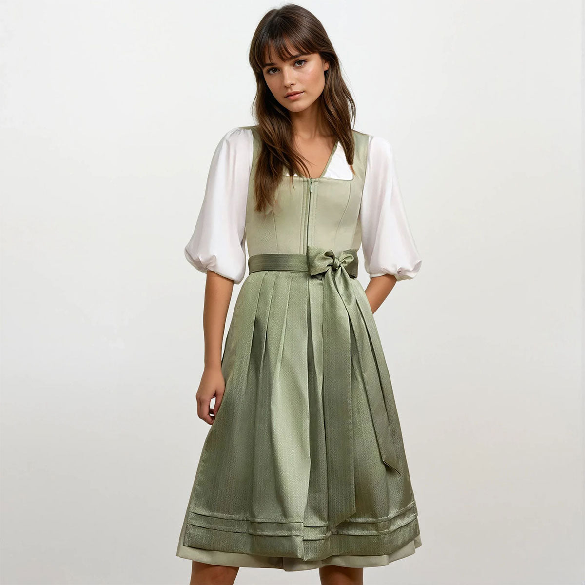 Krüger Dirndl Lillie Grün Reißverschluss 70cm - Datschi Trachten