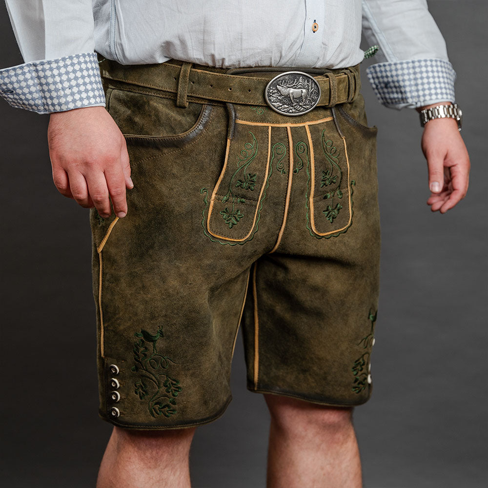 Datschi Trachten Lederhose Andreas Braun Grün - Datschi Trachten