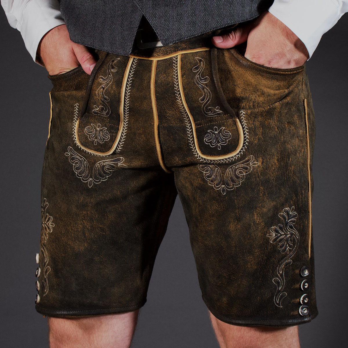 Datschi Trachten Lederhose Sigmund Braun Rustikal - Datschi Trachten