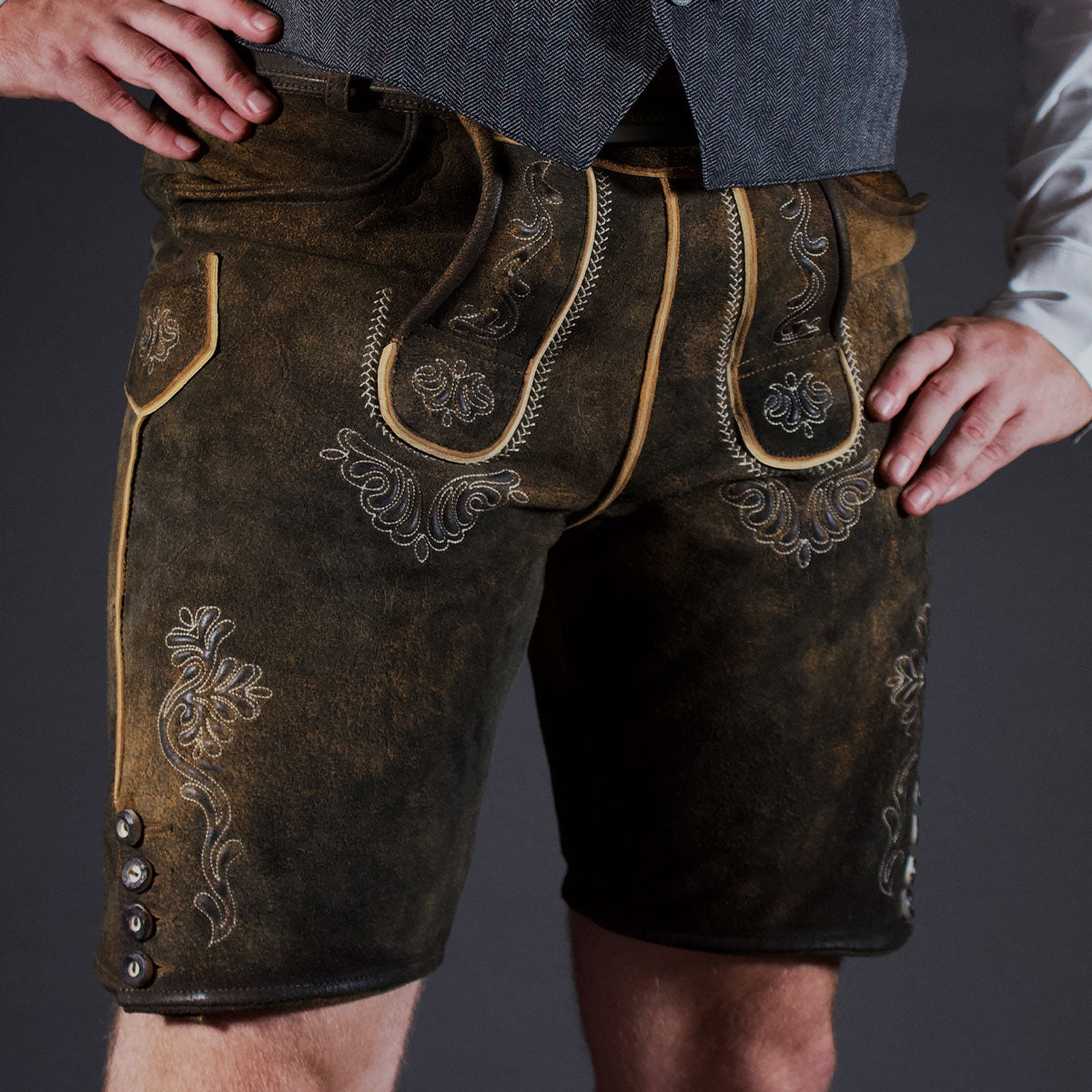 Datschi Trachten Lederhose Sigmund Braun Rustikal - Datschi Trachten