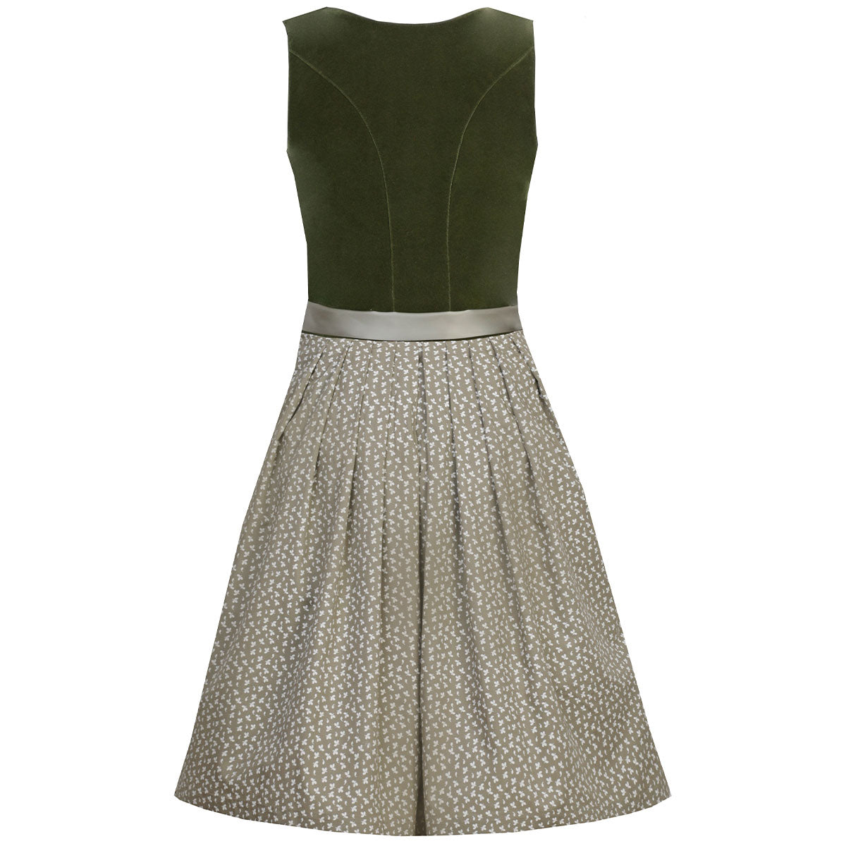 MarJo Dirndl Clara Dunkelgrün/Moos Samt 65cm mit Beidseitige Eingriffstaschen im Rock und Elegant Design Dirndl Längentyp Midi (60-75cm)