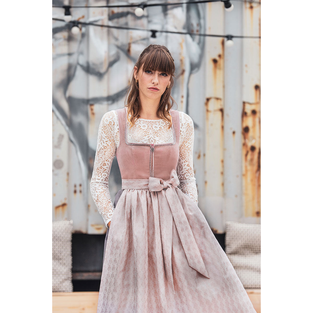 MarJo Dirndl Marilena Rosa/Puder Cord 70cm - Datschi Trachten