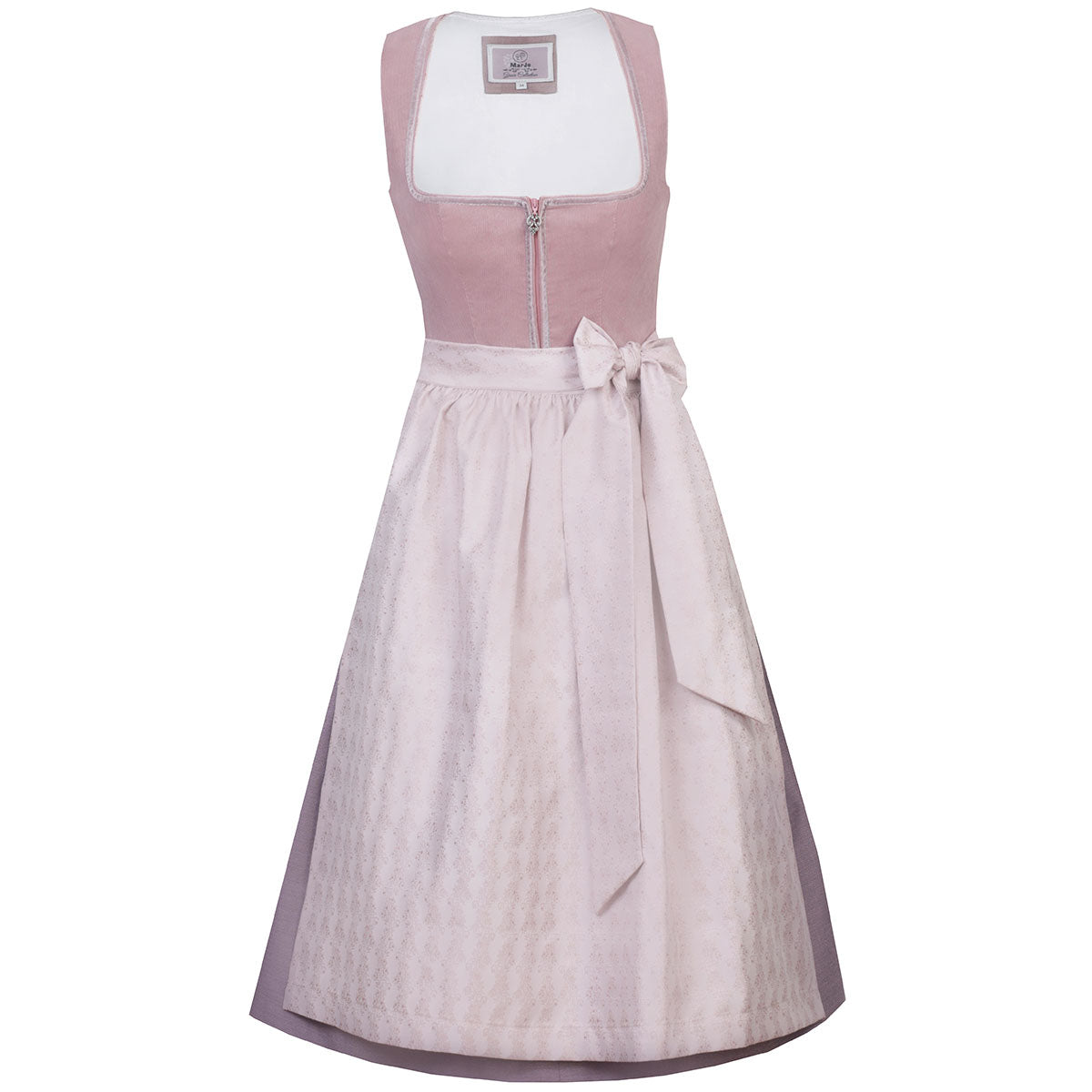 MarJo Dirndl Marilena Rosa/Puder Cord 70cm mit Reißverschluss und Schleife Farbe: Pink,  Light Pink,  Rosa,  Rose
