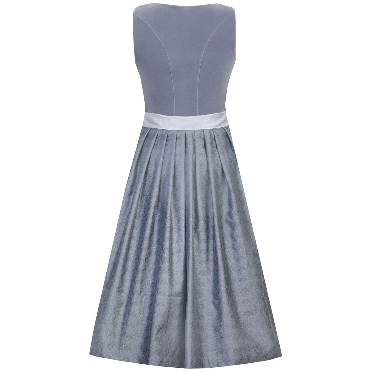 MarJo Dirndl Marlene Hellblau/Light Denim 65cm mit Beidseitige Eingriffstaschen im Rock und Elegant Design Dirndl Längentyp Midi (60-75cm)