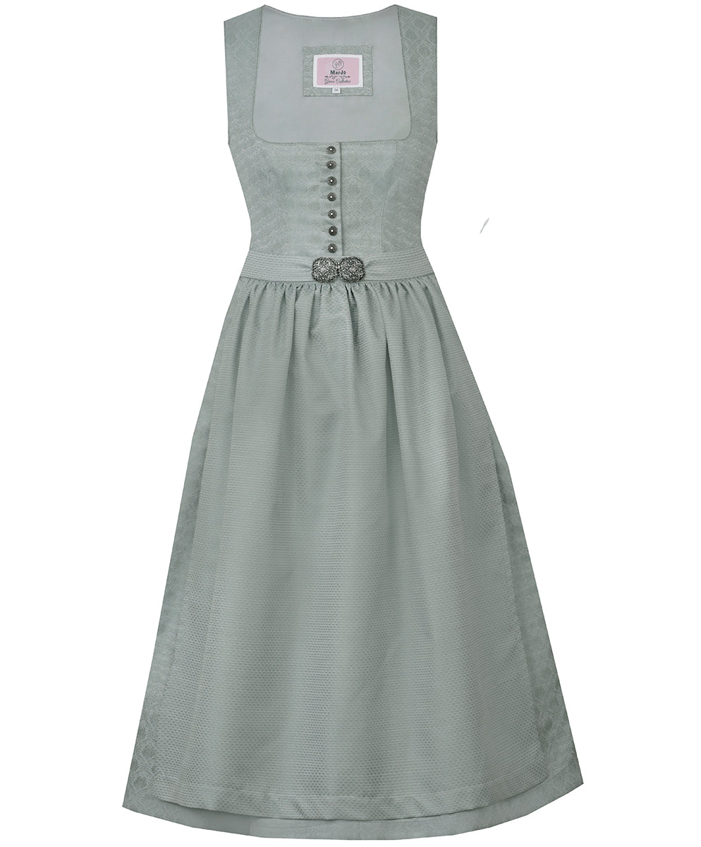 MarJo Dirndl Medlingen Gletscher/Mint Gerader Ausschnitt 70cm mit Knöpfe und Schließe Farbe: Grün,  Mint,  Minze