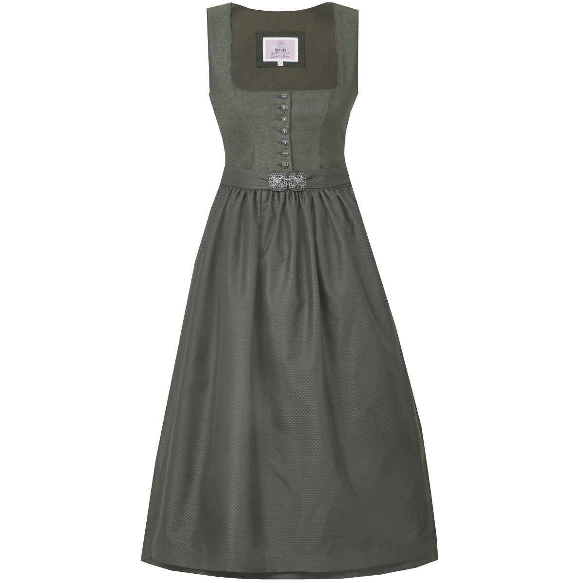 MarJo Dirndl Medlingen Olive/Grün Gerader Ausschnitt 70cm mit Knöpfe und Schließe Farbe: Grün,  Dunkelgrün,  Waldgrün,  Oliv