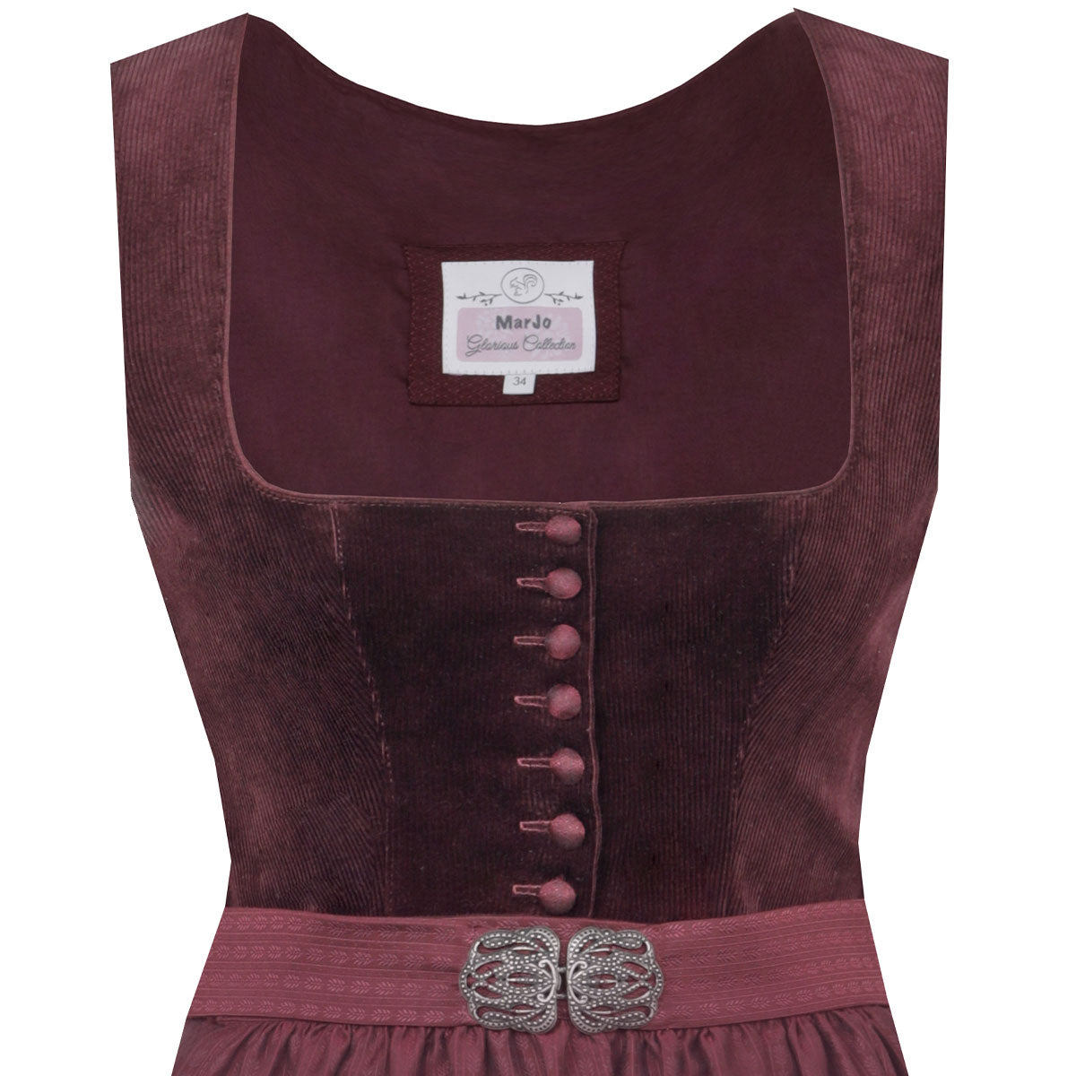 MarJo Dirndl Osterhofen Bordeaux/Weinrot Cord 70cm - Datschi Trachten