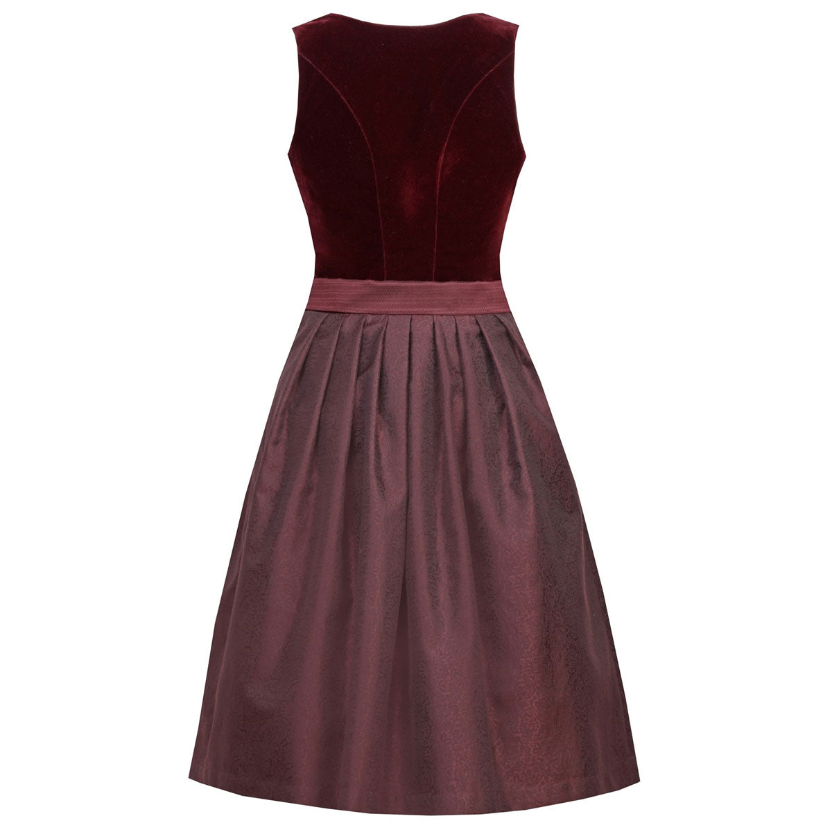 MarJo Dirndl Susi Rot Samtdirndl 75cm mit Beidseitige Eingriffstaschen im Rock und Elegant Design Dirndl Längentyp Midi (60-75cm)