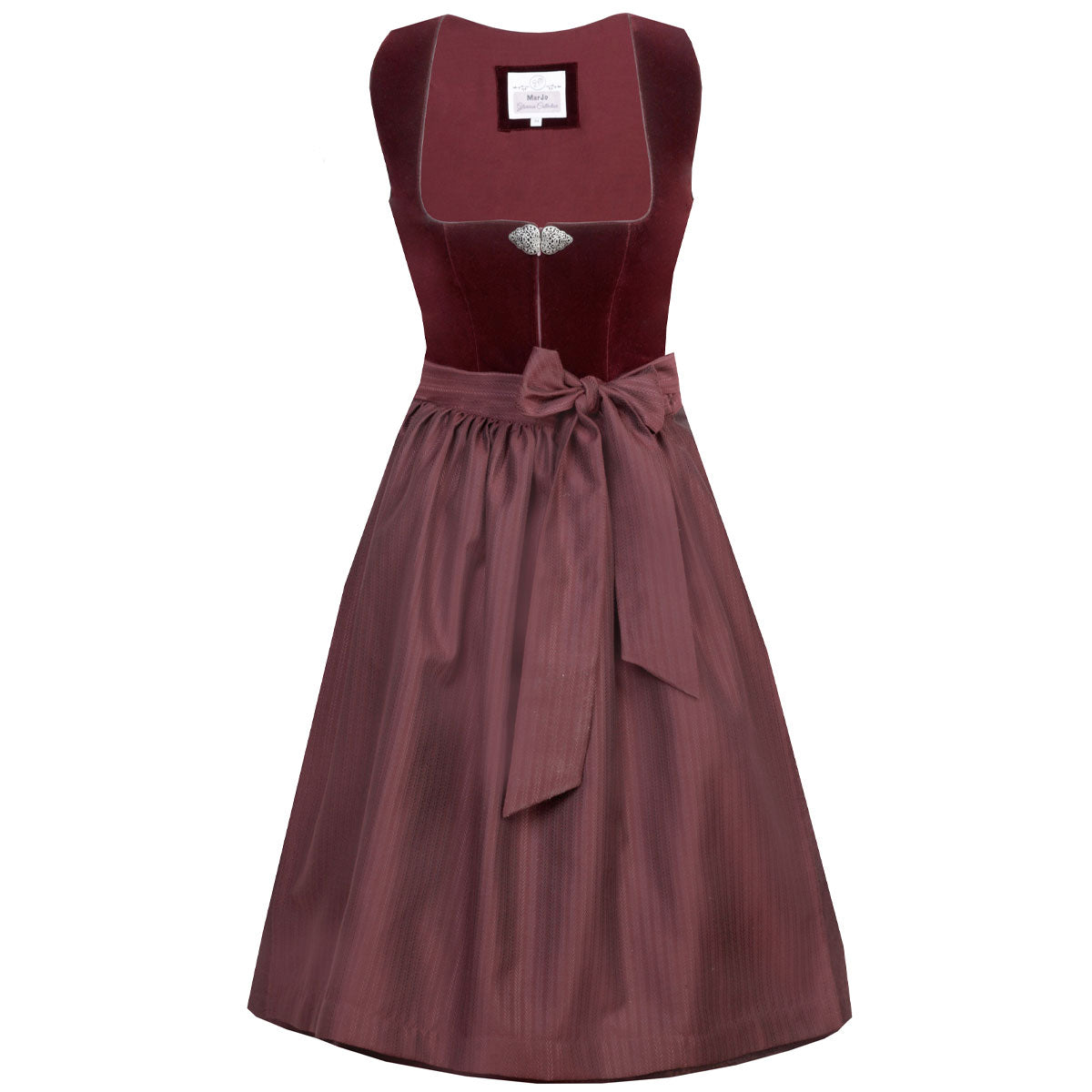 MarJo Dirndl Susi Rot Samtdirndl 75cm mit Reißverschluss und Schleife Farbe: Rot,  Weinrot