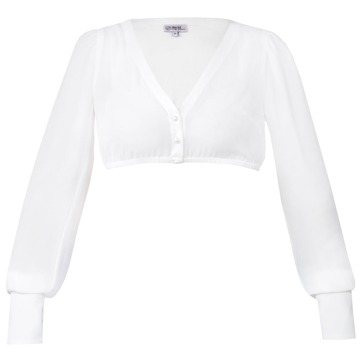 MarJo Dirndlbluse Jachenau Offwhite Langarm V-Ausschnitt - Datschi Trachten