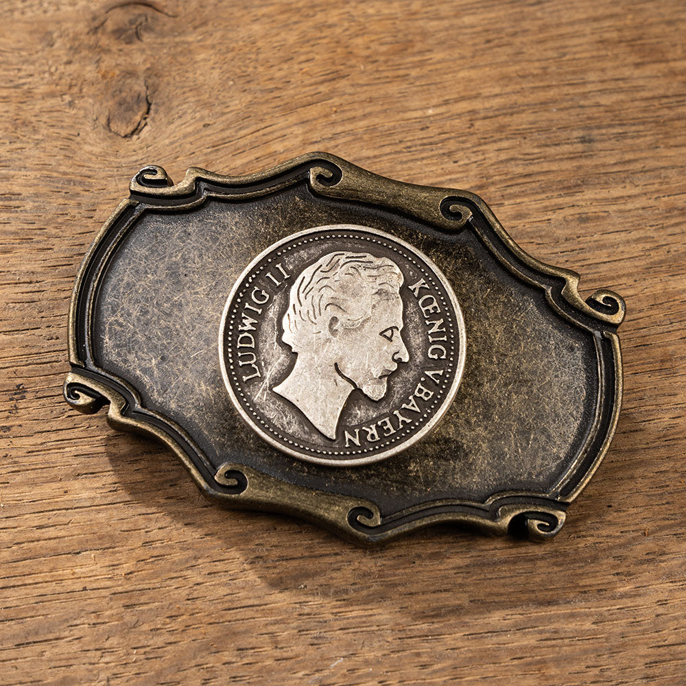 Gürtelschließe König Ludwig Messing Antik - Datschi Trachten