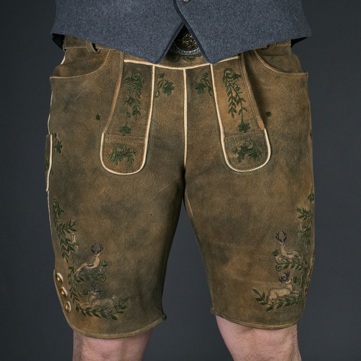 Datschi Trachten Lederhose Simmerl Braun Grün - Datschi Trachten